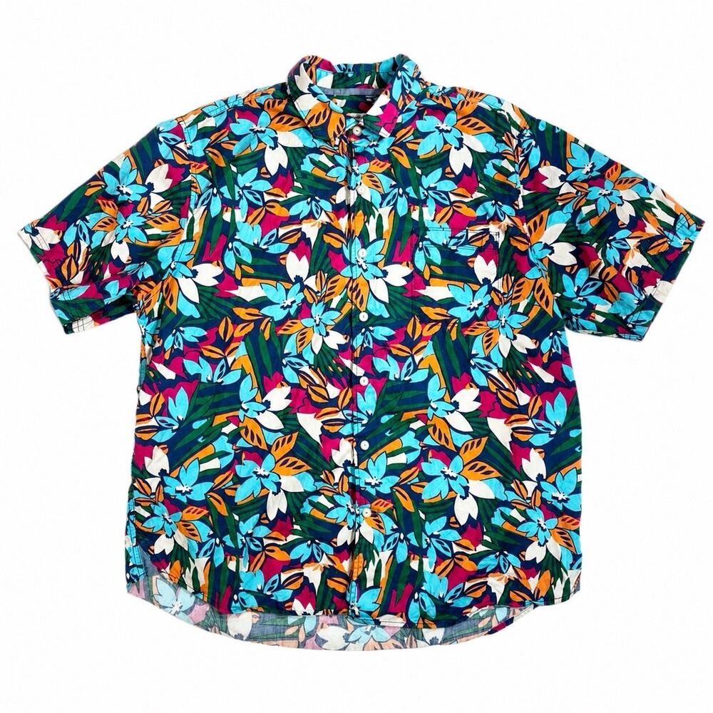 Tommy Bahama Tortola Shirt Mens XL Tall Tropical Floral Button Up Camp